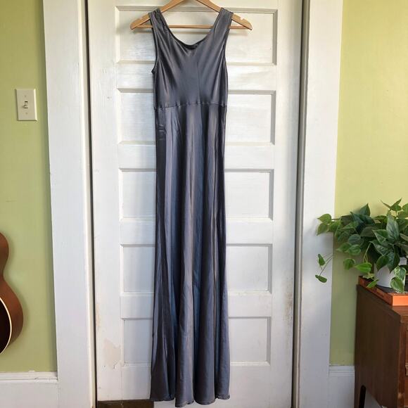 Vintage Bebe Moda Charcoal Silky Cowl Neck Maxi Gown Size 8 Made in USA 90s - Picture 5 of 11